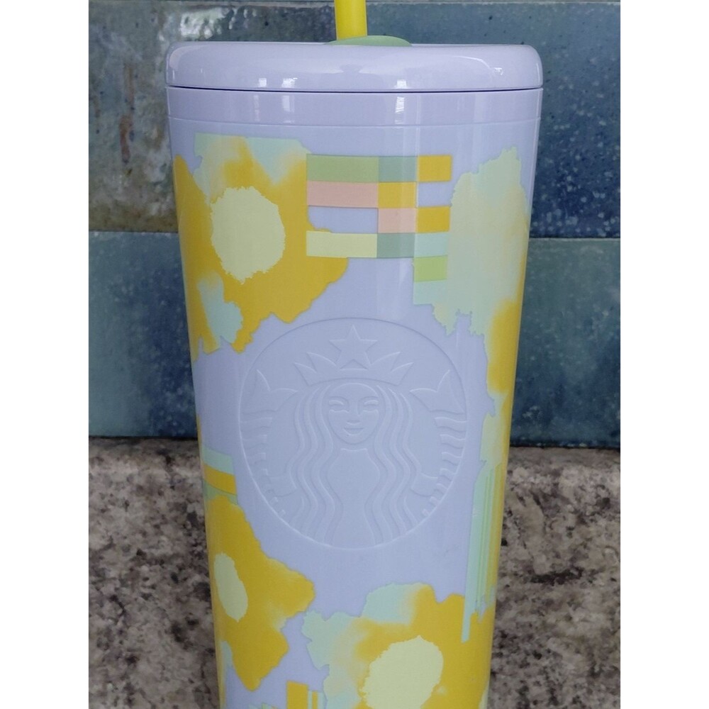 Starbucks Pastel Yellow & Lilac Travel Tumbler